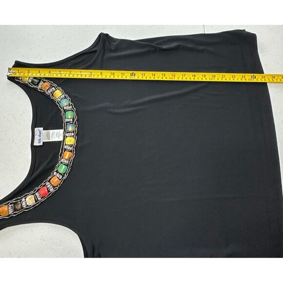 Vicki Wayne Top Shirt Blouse Womens PL Jeweled Neckline Grandmacore Shell - Picture 10 of 10